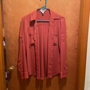 Express Women's Orange Button-Down Blouse (M)
